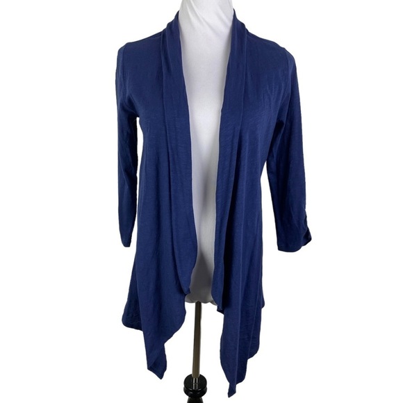 Gap‎ Body Factory Open Front Waterfall Cardigan Women's Medium Blue 3/4 Sleeve - Picture 6 of 8